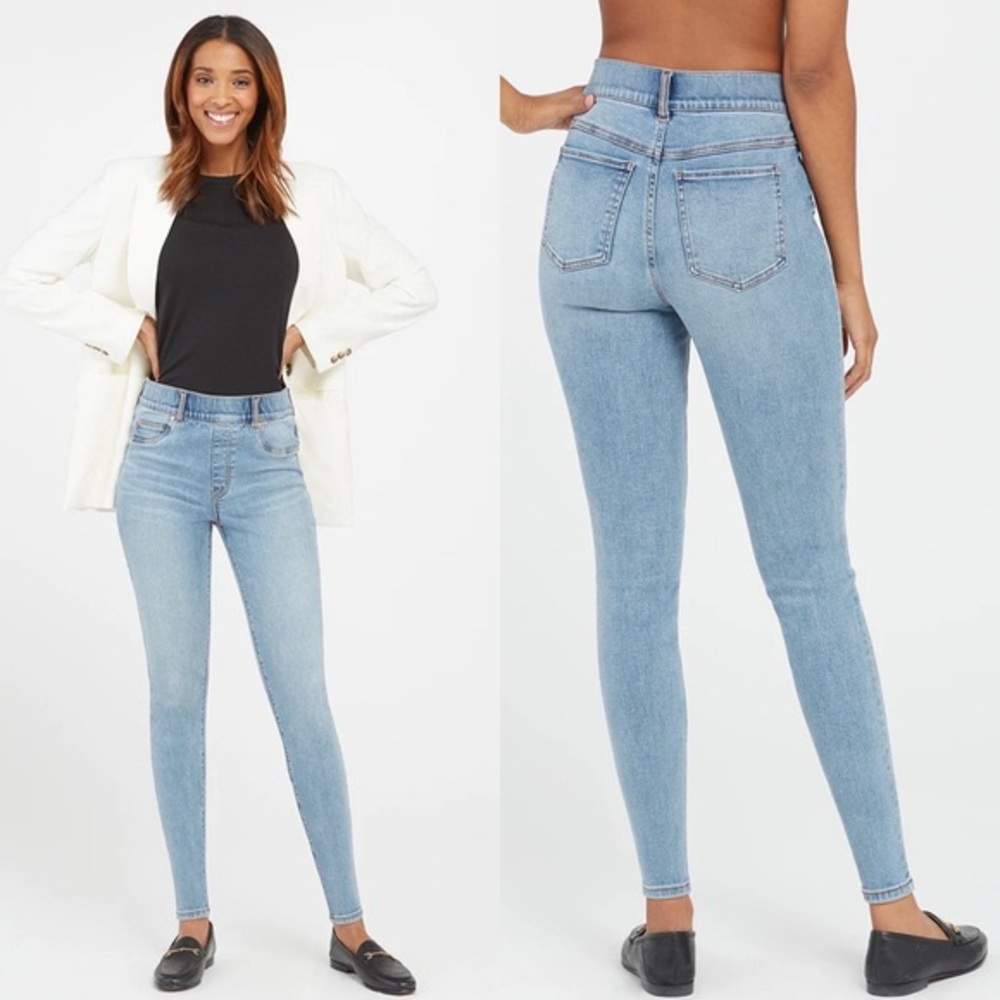 Spanx light wash ankle skinny jeans M